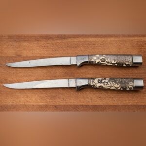 Vintage Carvel Hall - Replacement Pair of Briddell Steak Knives Silver Overlay